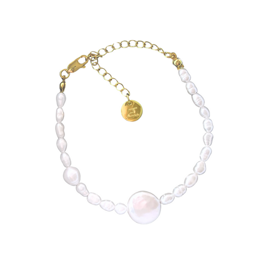 Coin Pearl Bracelet Gold