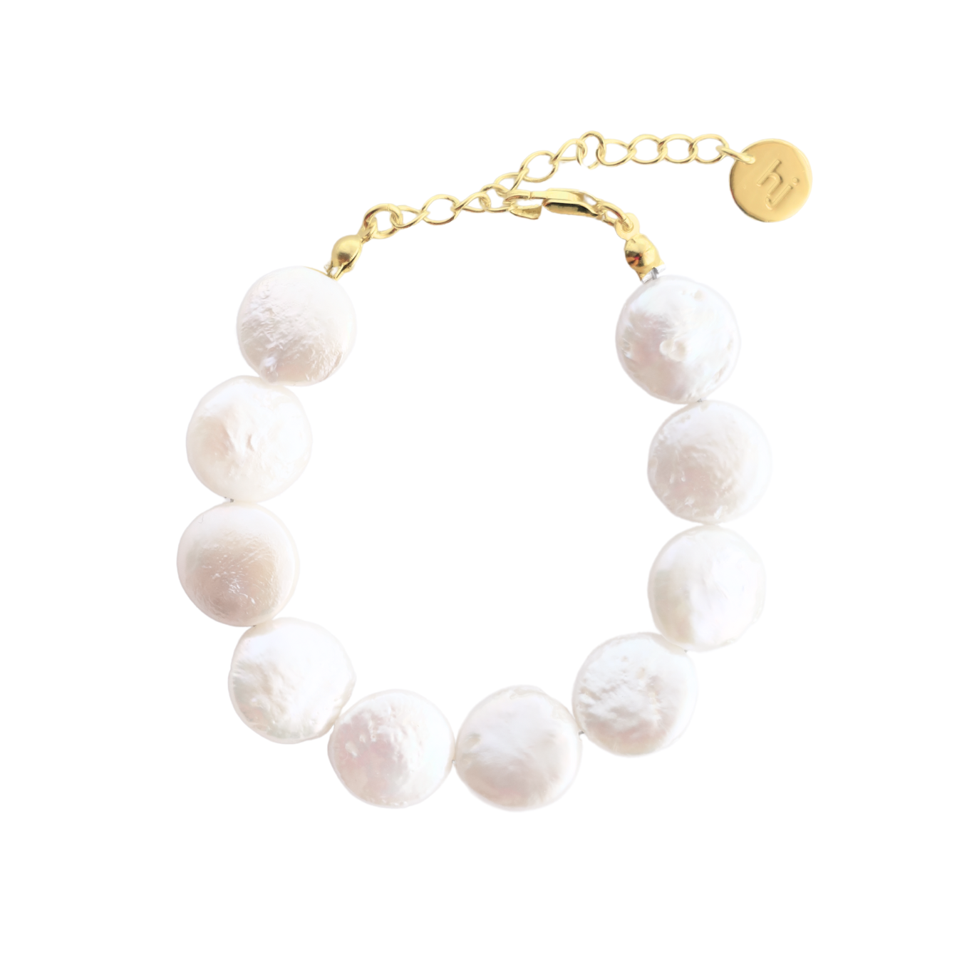 Keshi Coin Pearl Bracelet Gold