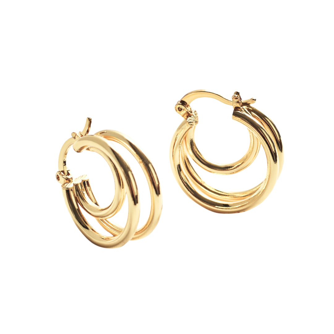 Triple Hoop Gold