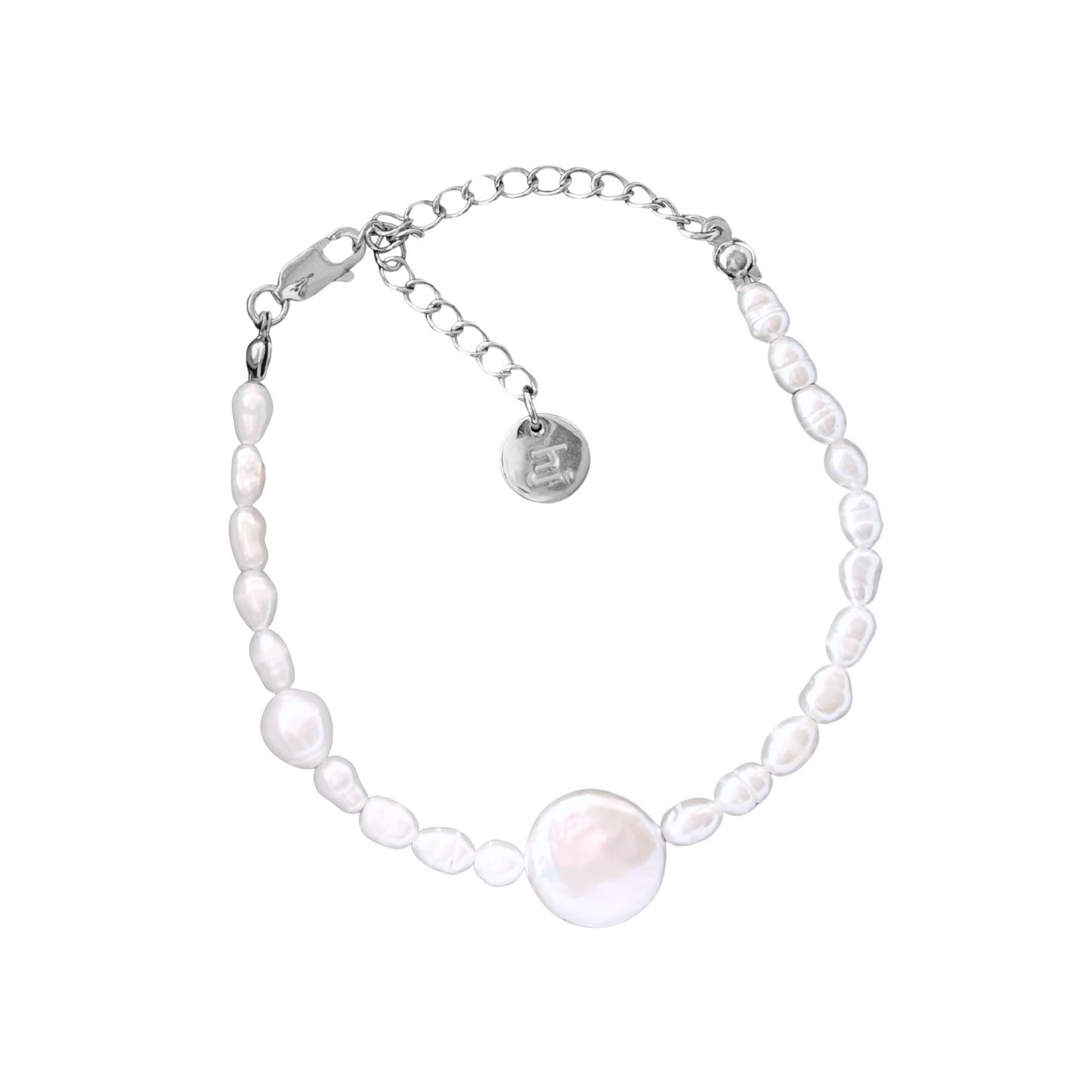 Coin Pearl Bracelet Silver