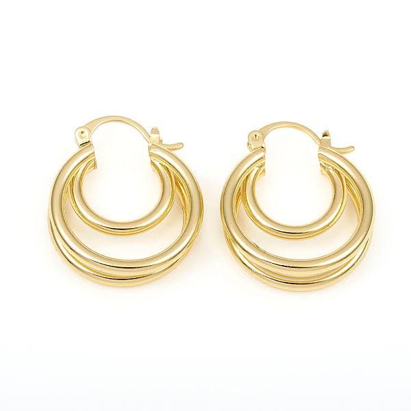 Triple Hoop Gold